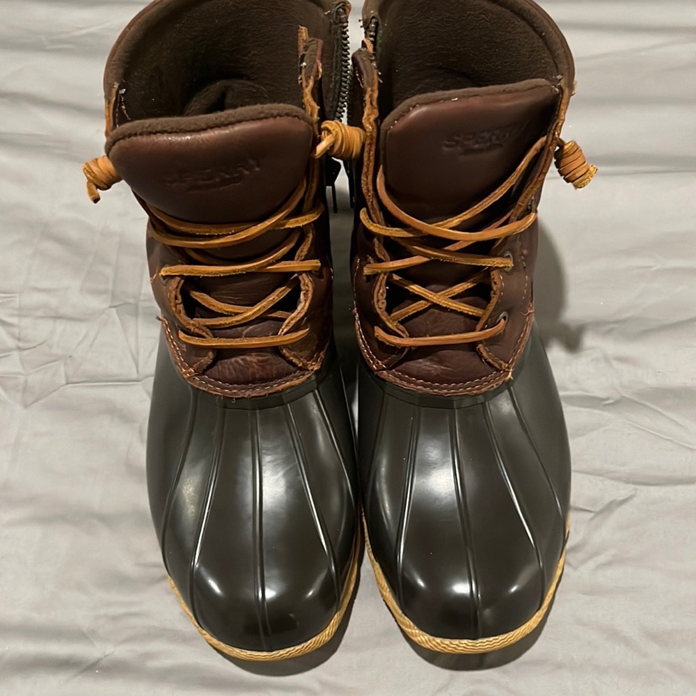 Sperry Saltwater Tan Dark Brown Boots